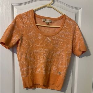 Michael Kors Orange Fitted Ribbed Short Sleeve T-Shirt